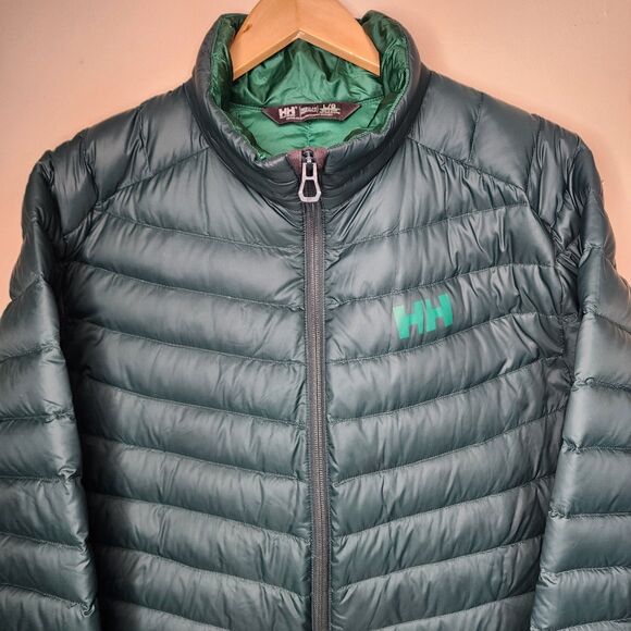 Helly Hansen Verglas Down Puffer Jacket Womens Large Green Gorpcore Ski Hiking - Picture 2 of 15